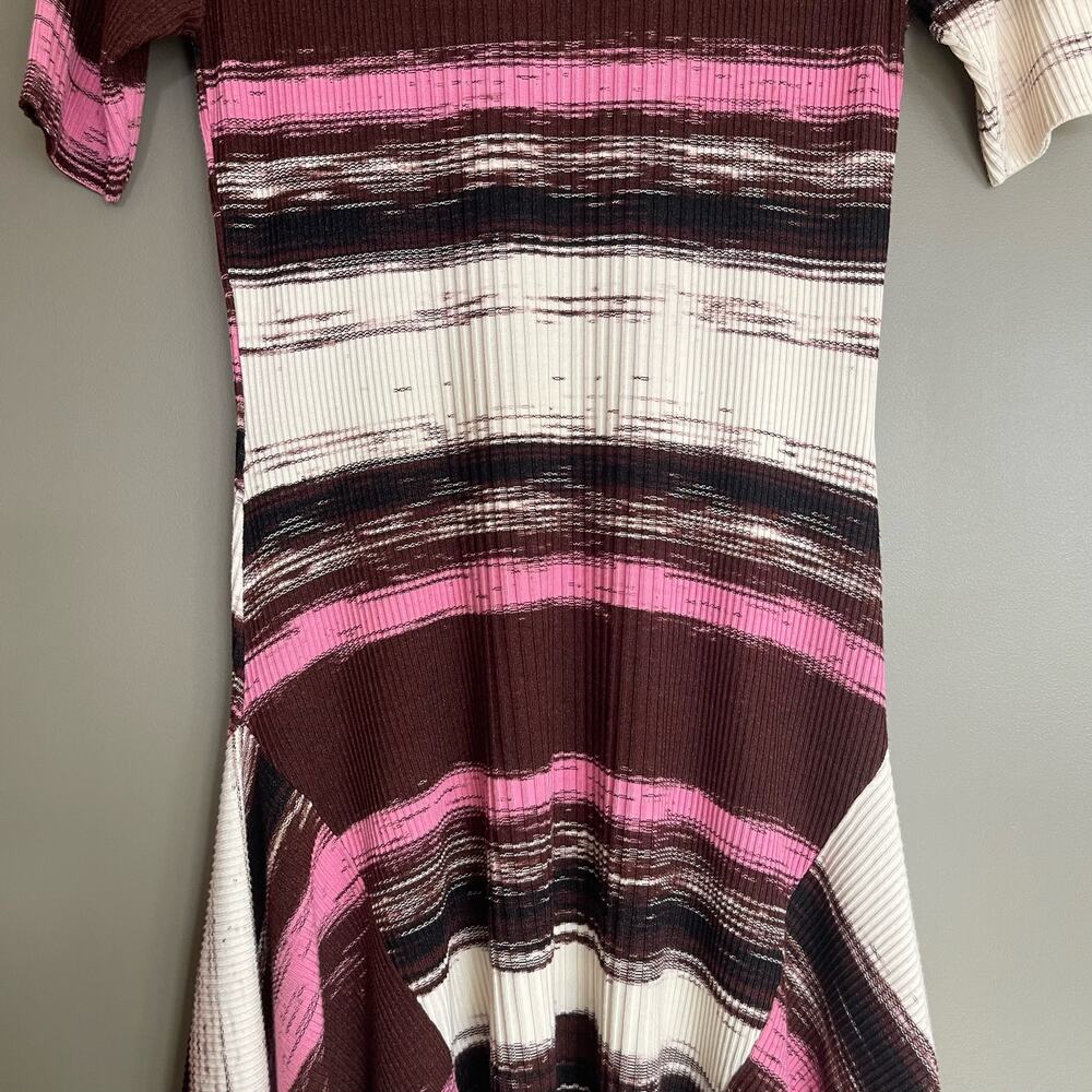 Opening Ceremony Delta Rib Knit Dress Size Medium Handkerchief Hem Pink Melange - Picture 14 of 16